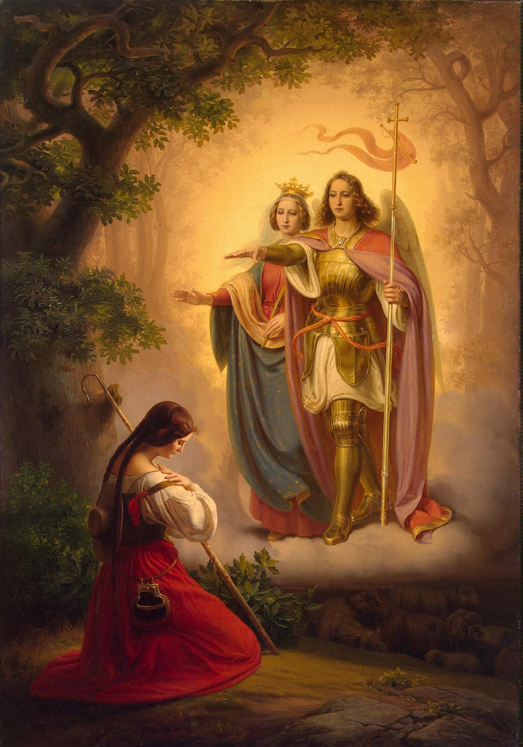 A representation of Saint Catherine and Saint Michael appearing to Joan of Arc. 